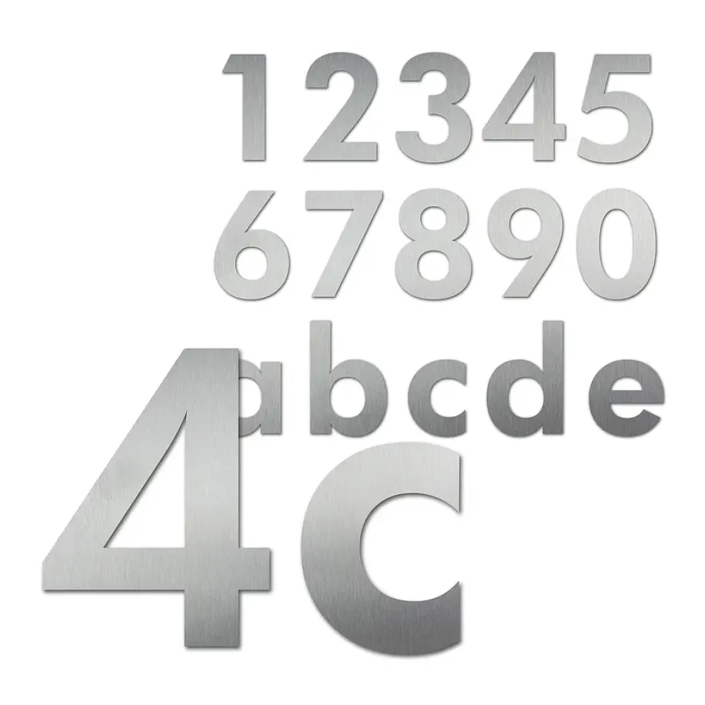 Edelstahl Hausnummer in mehreren Größen Schrift Futura