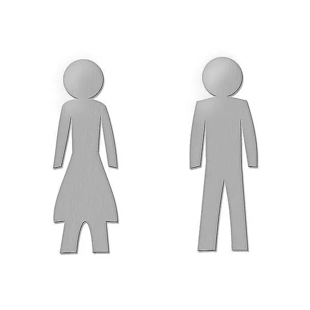 Edelstahl Toilettenschild 2er Set Damen und Herren - Höhe je Symbol: 18 cm