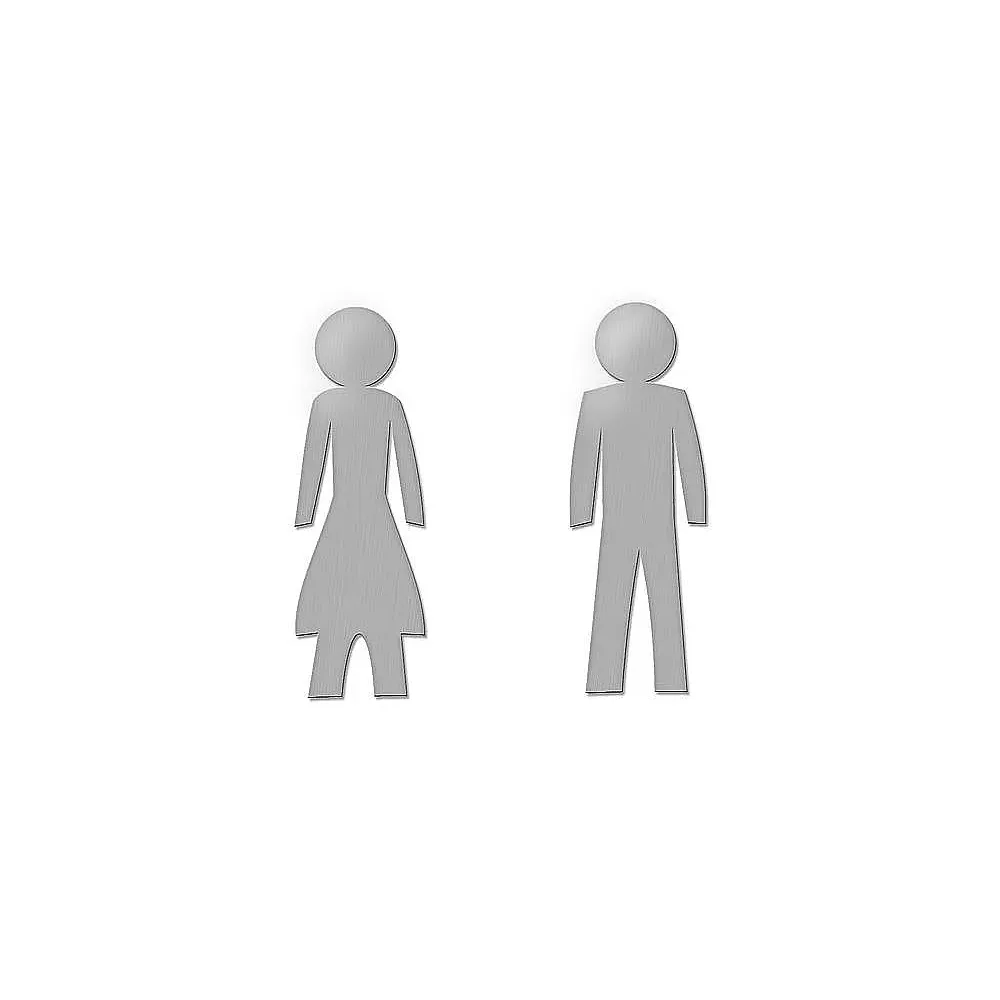 Edelstahl Toilettenschild 2er Set Damen und Herren - Höhe je Symbol: 18 cm