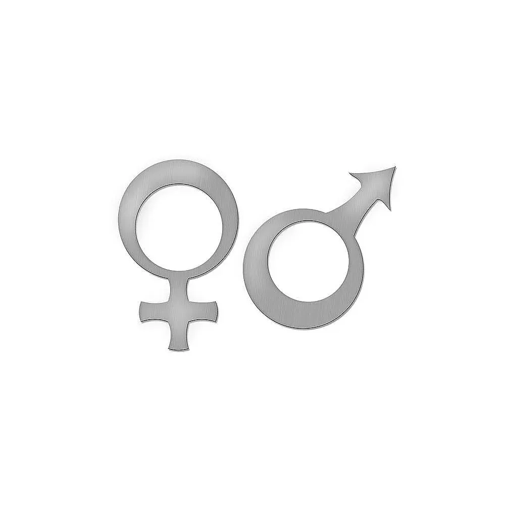 Edelstahl WC Schild 2er Set Damen und Herren - Höhe je Symbol: 18 cm