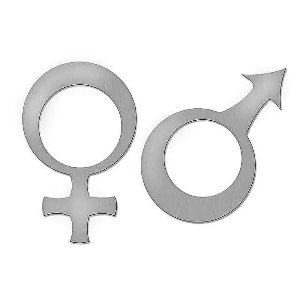 Edelstahl WC Schild 2er Set Damen und Herren - Höhe je Symbol: 18 cm