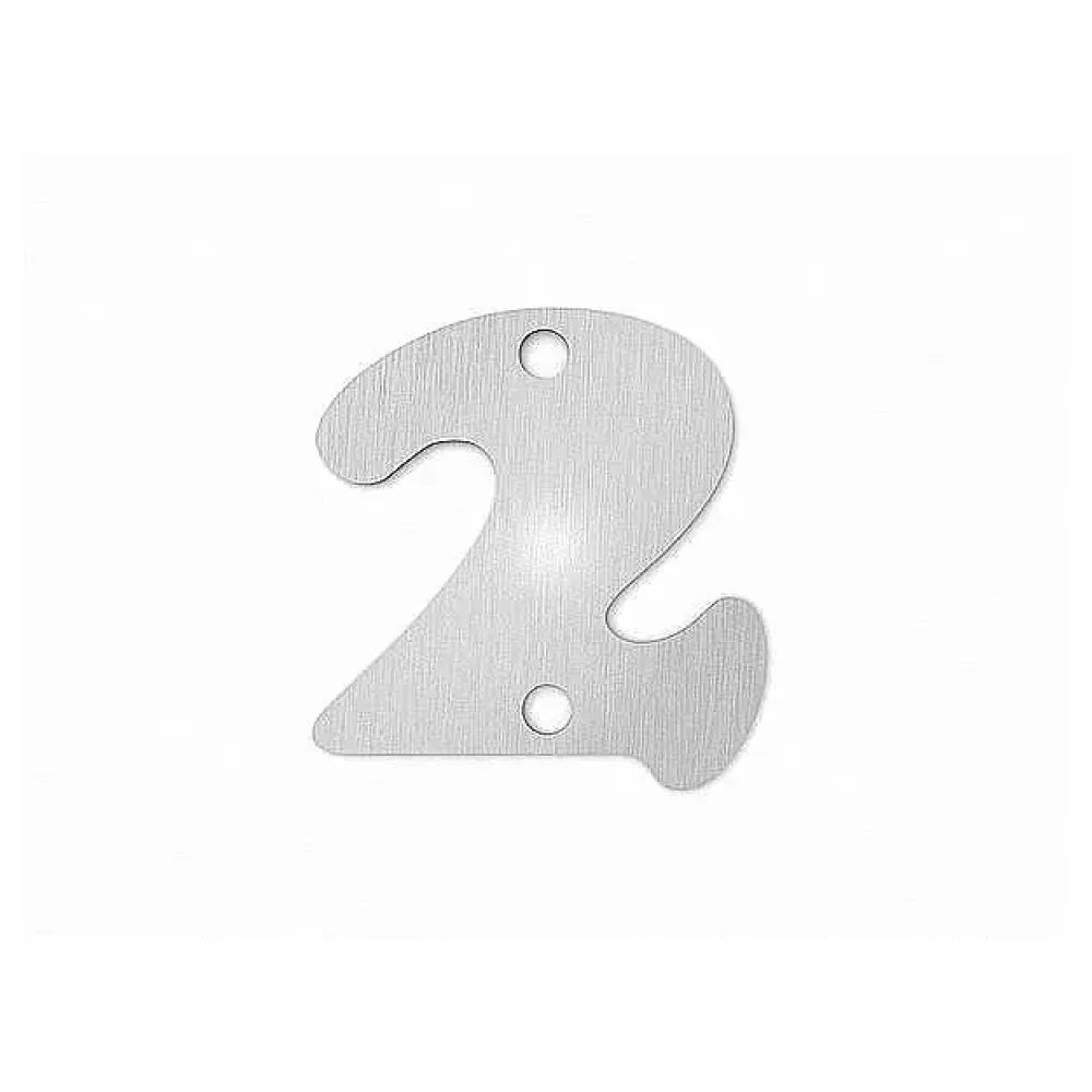 Kleine Edelstahl Hausnummer 2 in der Schriftart Copper