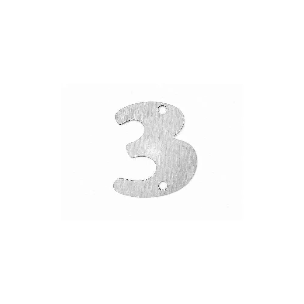 Kleine Edelstahl Hausnummer 3 in der Schriftart Copper