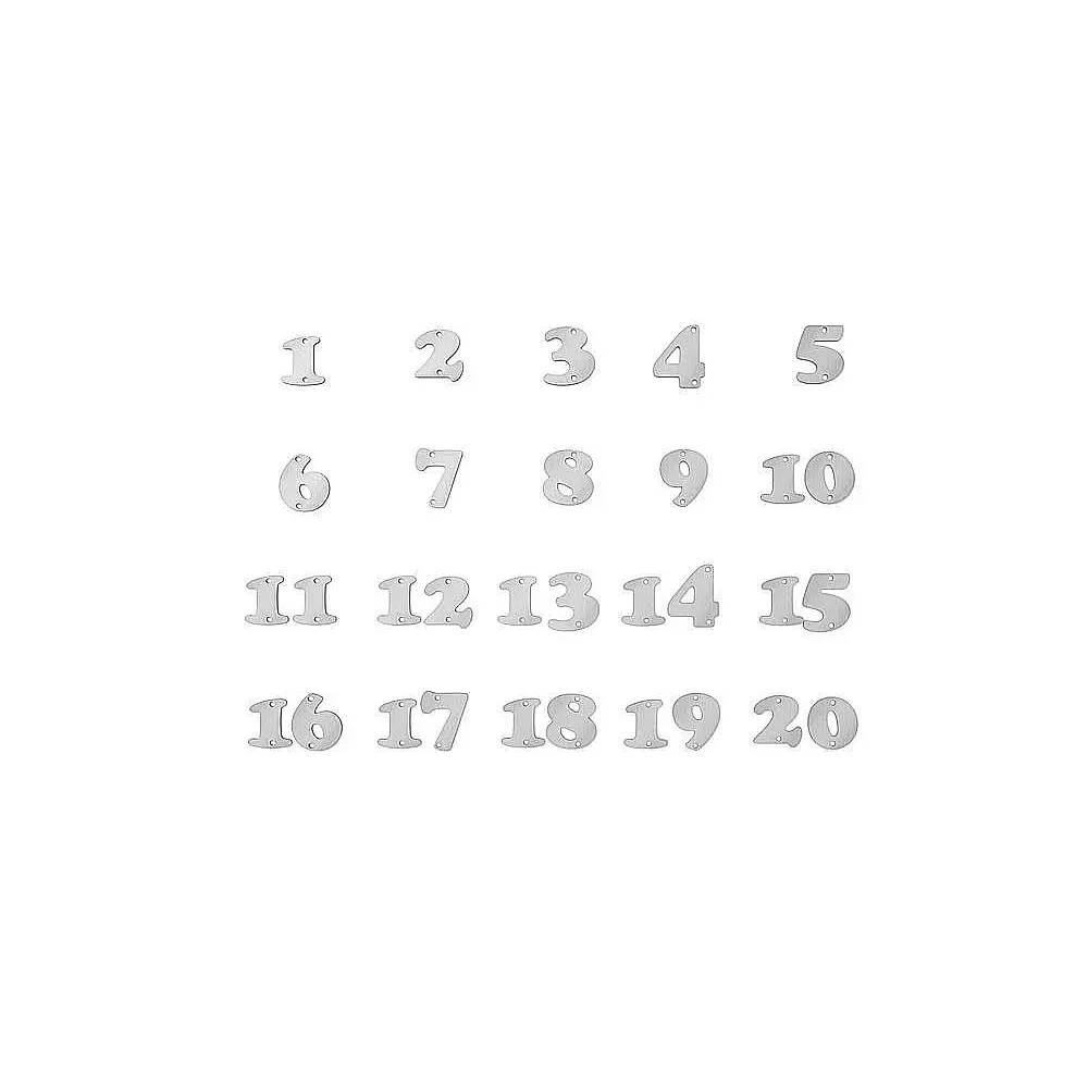 Ziffernsatz 1-20 in der Schriftart Copper
