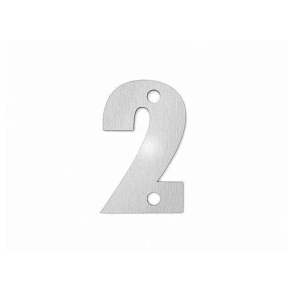 Kleine Hausnummer 2 in der Schriftart Classic aus Edelstahl