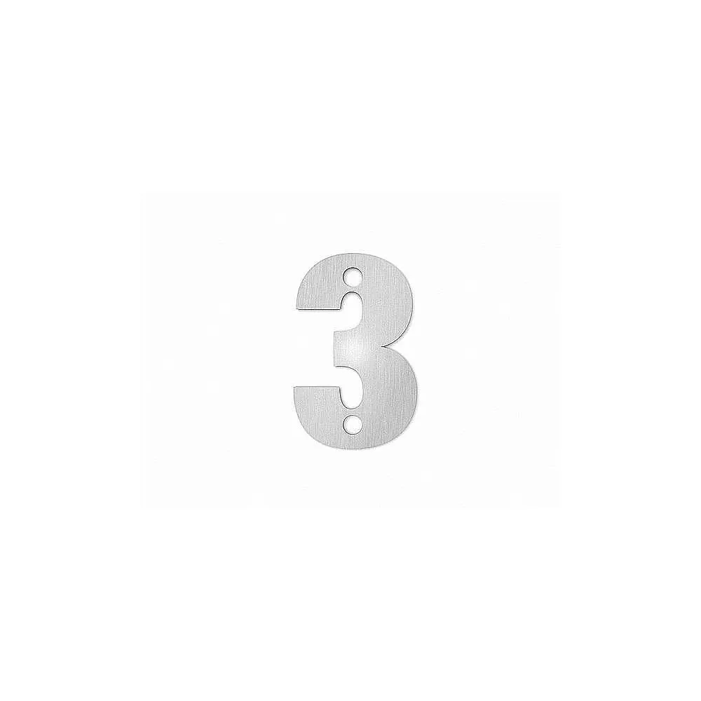 Kleine Hausnummer 3 in der Schriftart Classic aus Edelstahl