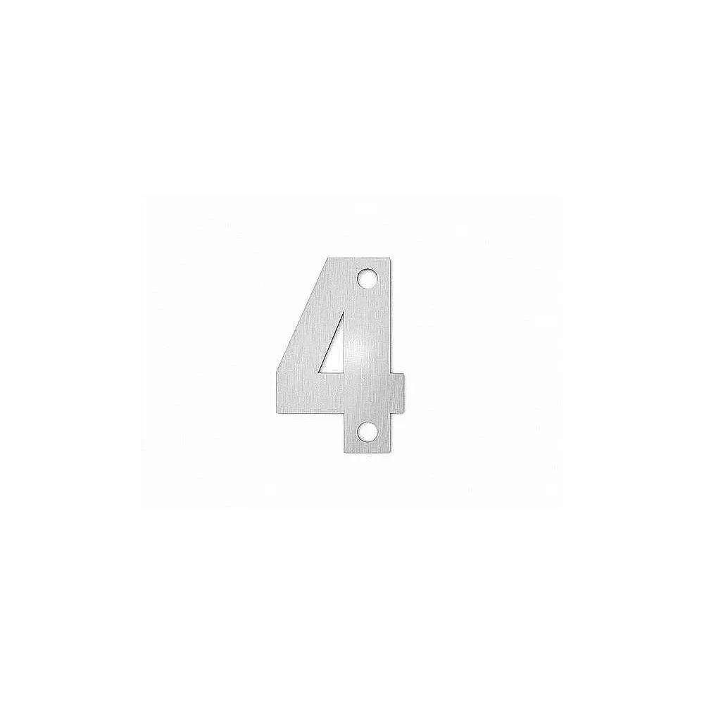 Kleine Hausnummer 4 in der Schriftart Classic aus Edelstahl