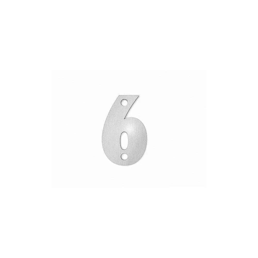 Kleine Hausnummer 6 in der Schriftart Classic aus Edelstahl