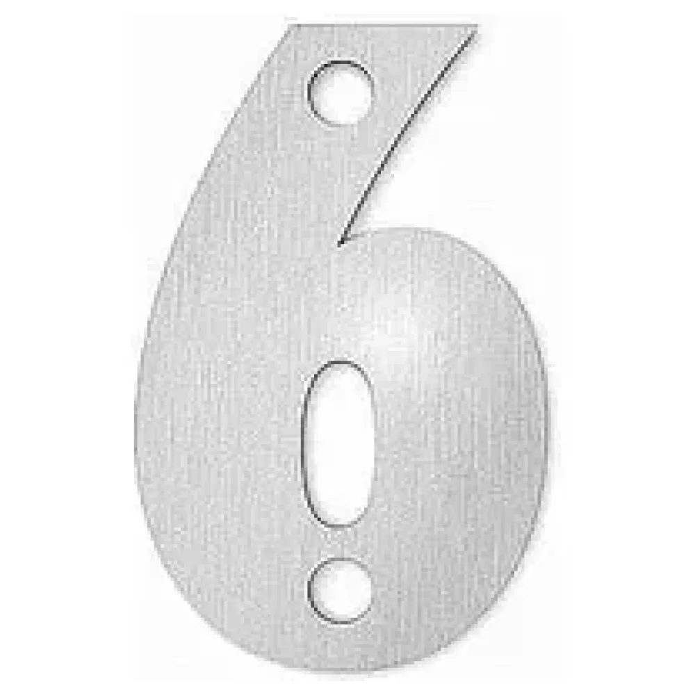 Kleine Hausnummer 6 in der Schriftart Classic aus Edelstahl – Bild 2