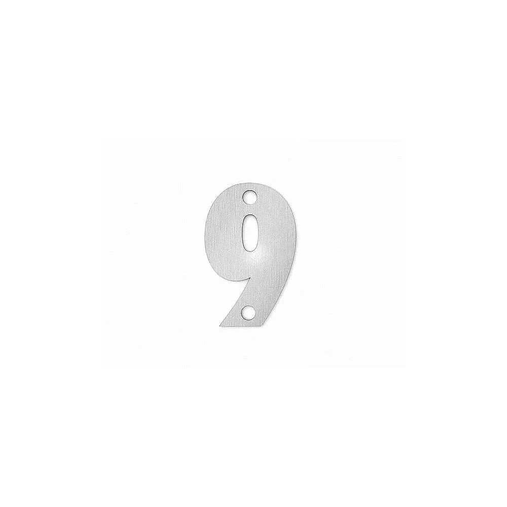 Kleine Hausnummer 9 in der Schriftart Classic aus Edelstahl