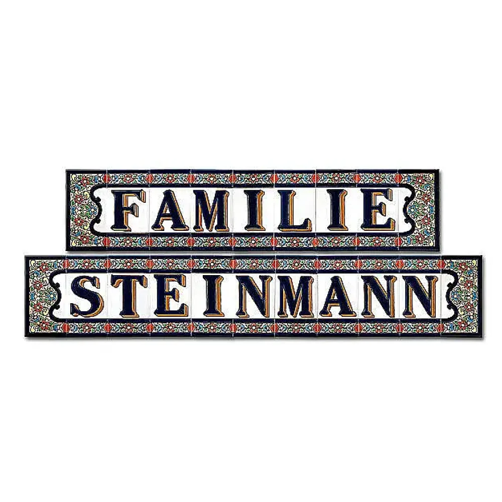 Spanische Fliesen mit Familienname und dem Zusatz Familie