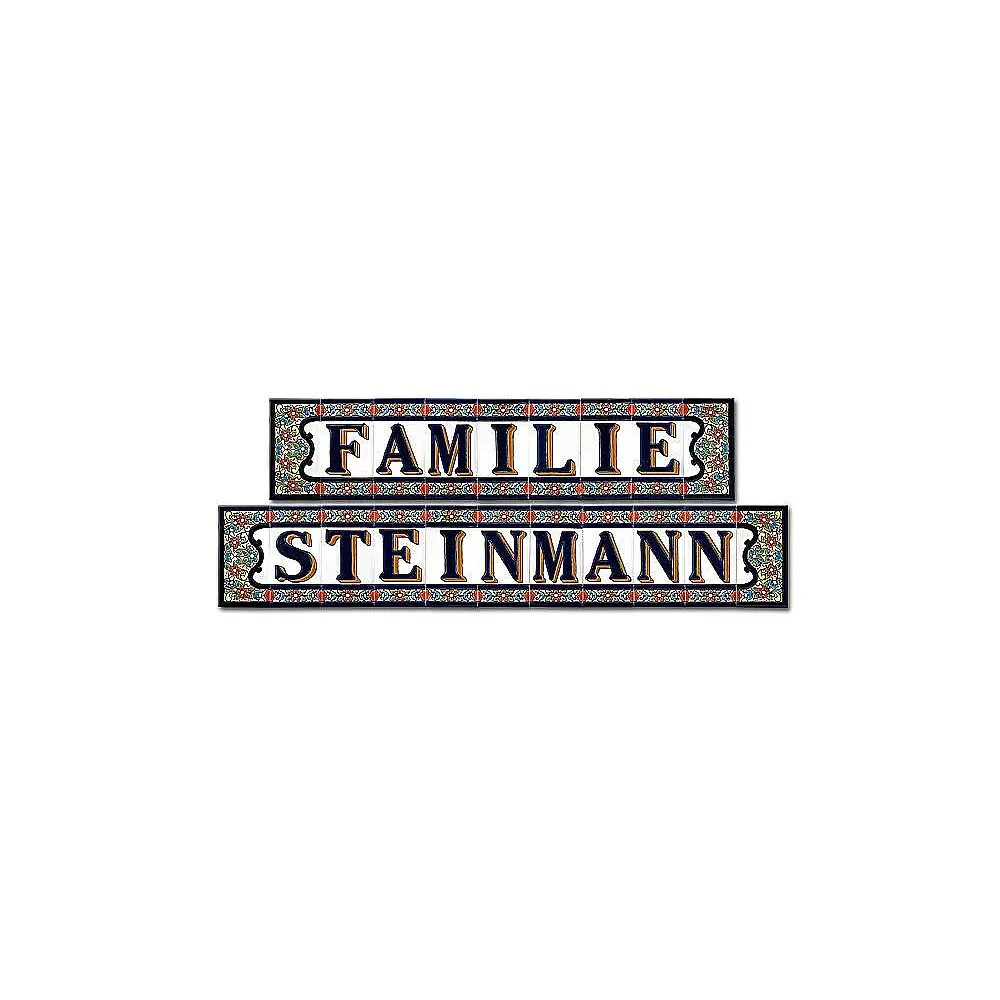 Spanische Fliesen mit Familienname und dem Zusatz Familie