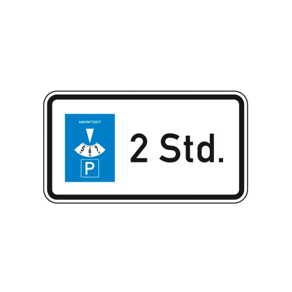 Verkehrszeichen StVO - Parkscheibe 2 Stunden