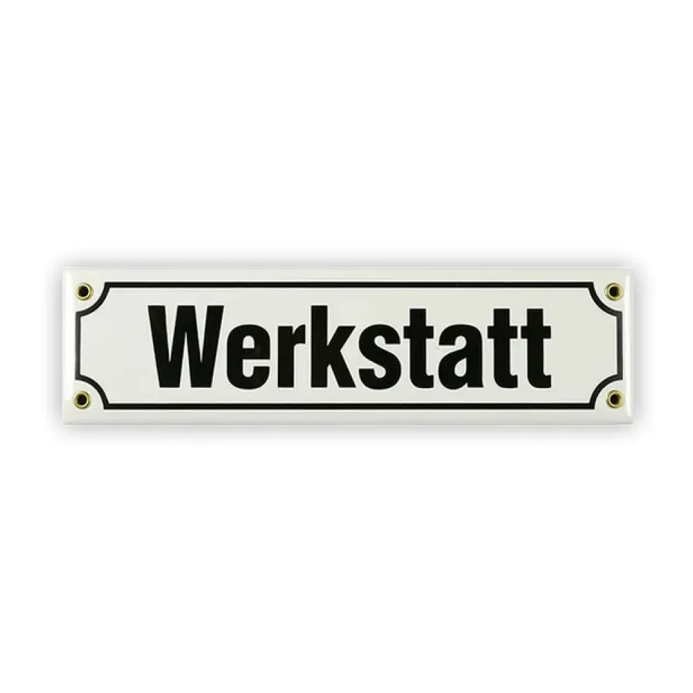Emailleschild Werkstatt | 30 x 8 cm