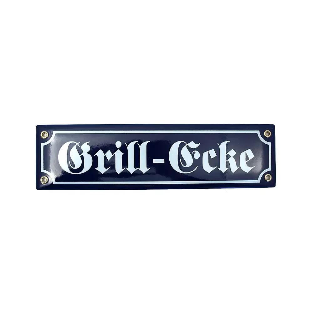 Emailleschild Grill-Ecke 30 x 8 cm
