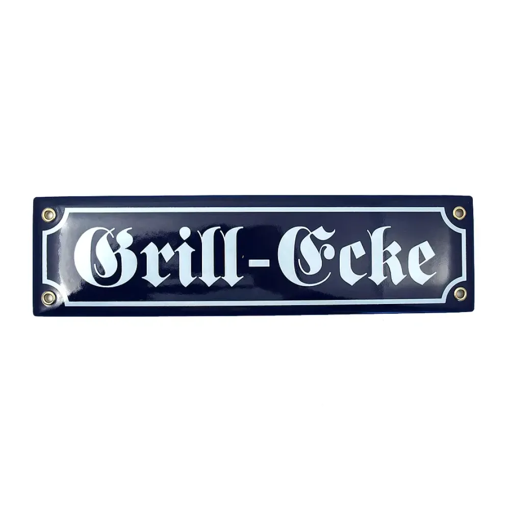 Emailleschild Grill-Ecke 30 x 8 cm