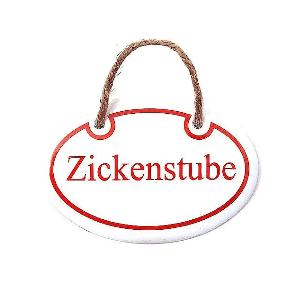 Emaille Türschild Zickenstube - 10,5 x 7 cm