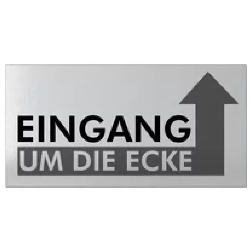 Eingang um die Ecke - Hinweisschild aus Aluminium – Bild 2