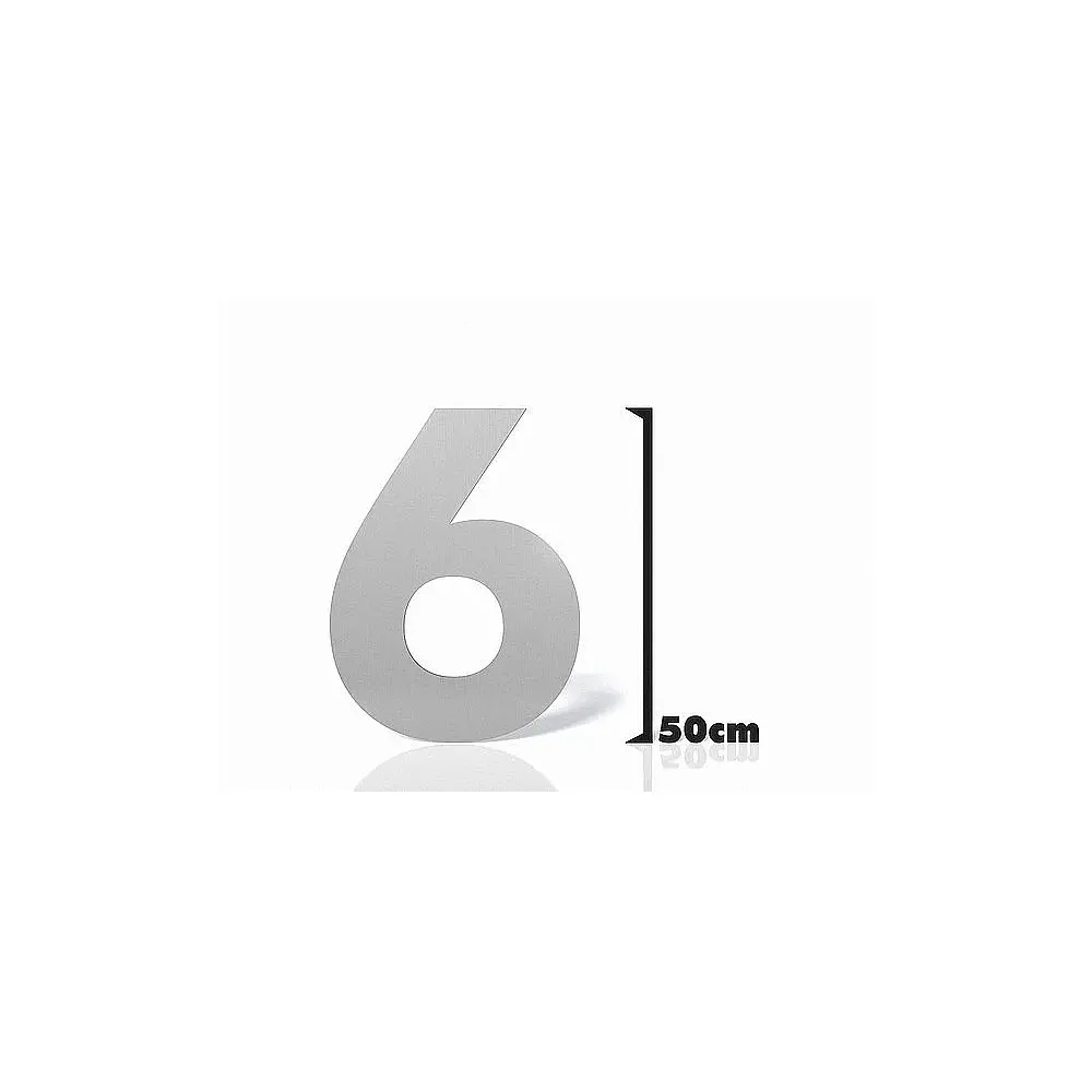 Große Edelstahlhausnummer | Ziffer 6