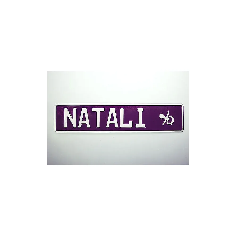 Namensschild mit Wunschtext violett
