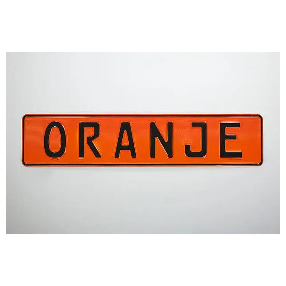 Individuelles Namensschild mit Wunschname und Symbol orange