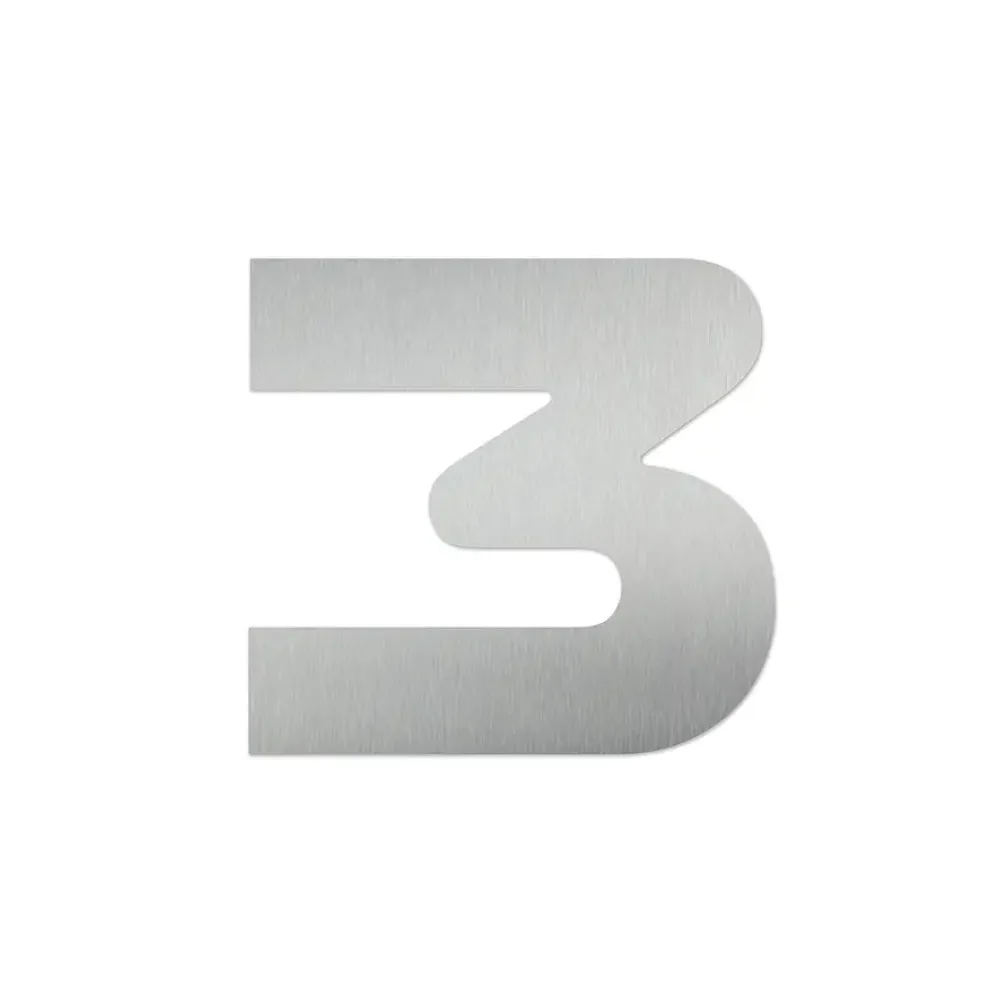 Hausnummer 3 aus Edelstahl - Design Space