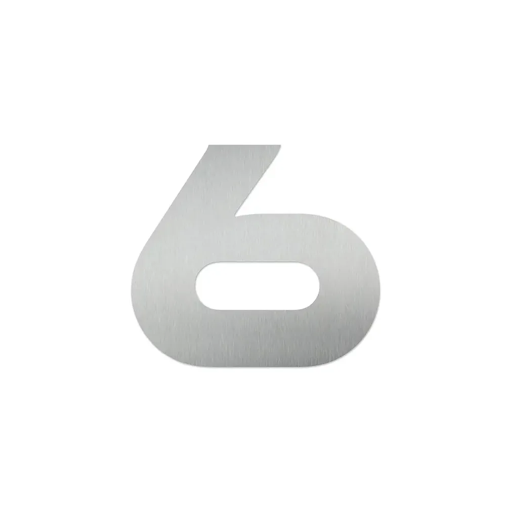 Hausnummer 6 aus Edelstahl - Design Space