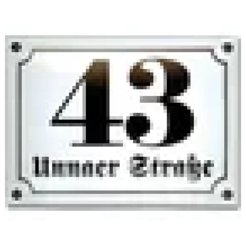 Emaille Hausnummer mit Straßenname 21 x 14,8 cm | weiß/schwarz – Bild 3