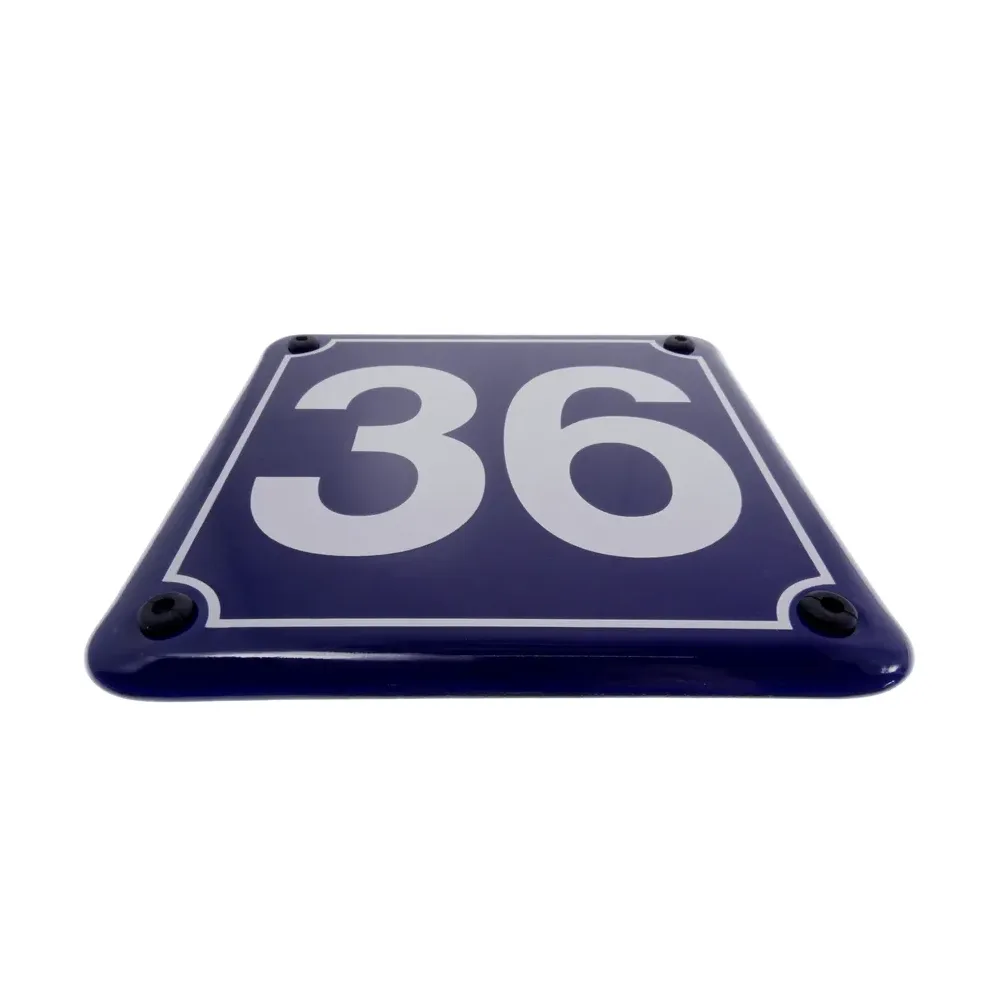Kleine emaillierte Hausnummer 12 x10,5 cm | blau/weiß