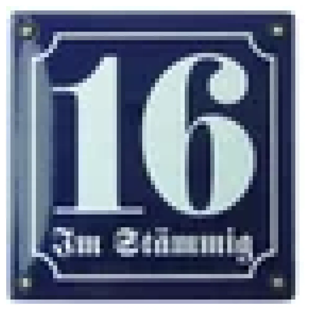 Emaille Hausnummer mit Straßenname 14,8 x 14,8 cm | blau/weiß – Bild 3