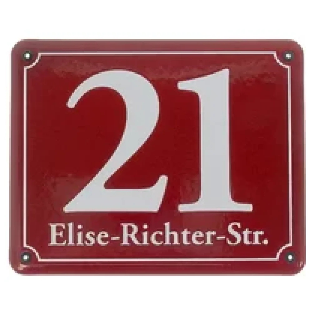 Emaille-Hausnummer mit Straßennamen 25 x 20 cm | weitere Farben – Bild 2