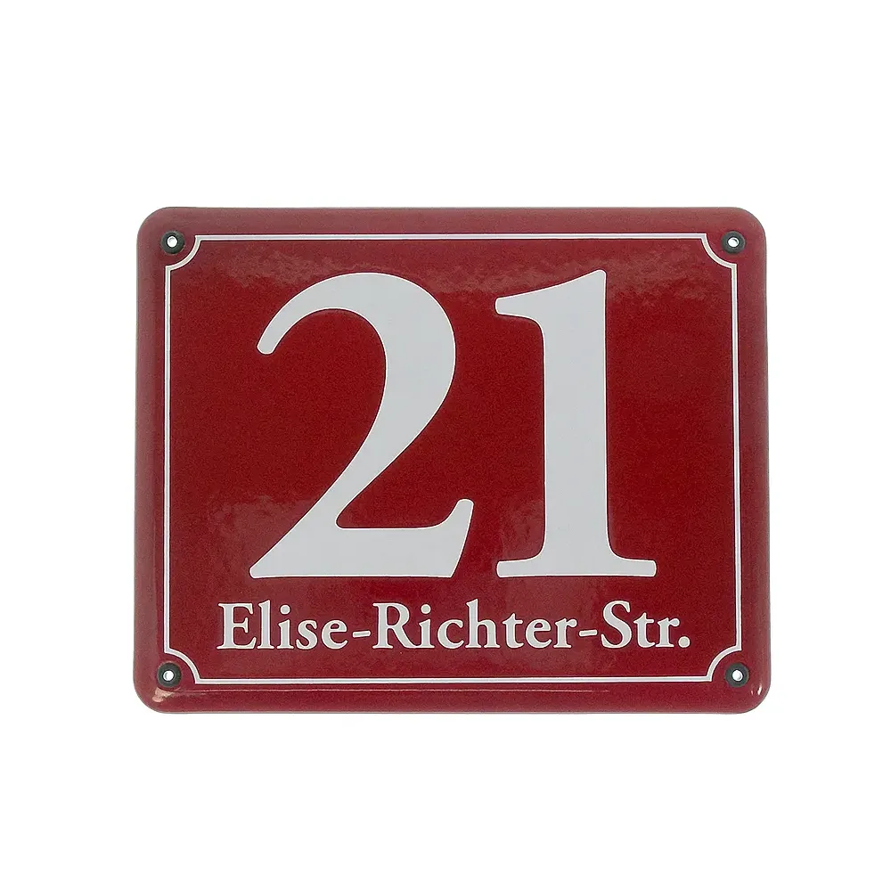 Emaille-Hausnummer mit Straßennamen 25 x 20 cm | weitere Farben