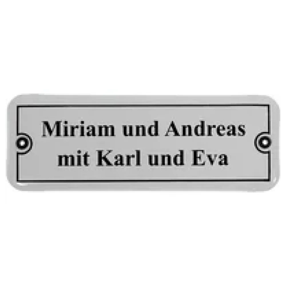 Emaille Türschild mit Ihrem Wunschtext 21 x 7,5 cm | weiß/schwarz – Bild 2