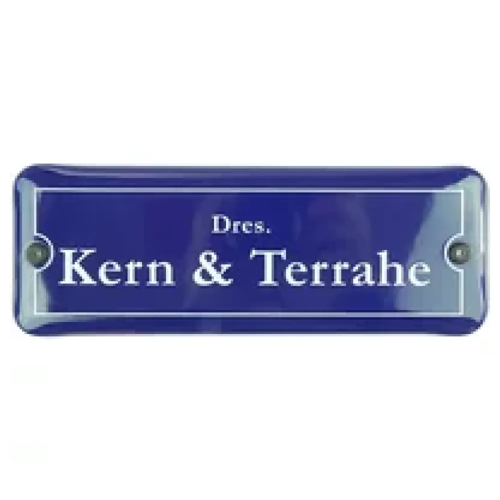 Emaille Türschild mit Ihrem Wunschtext 21 x 7,5 cm | blau/weiß – Bild 2