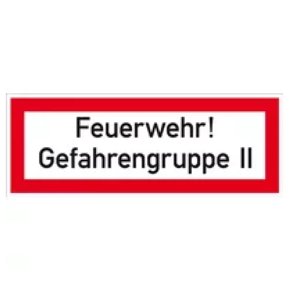 Hinweisschild für die Feuerwehr »Feuerwehr! Gefahrengruppe II« – Bild 2
