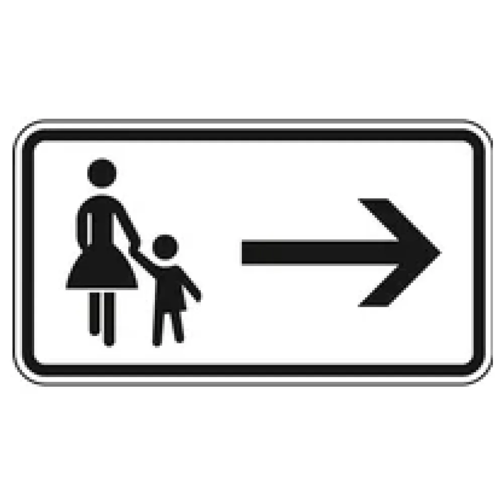 Verkehrszeichen Zusatzschild StVO - Gehweg gegenüber benutzen - rechtsweisend – Bild 2