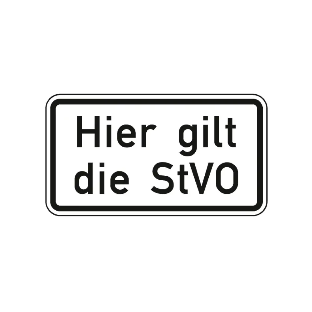 Verkehrszeichen Zusatzschild StVO - Hier gilt die StVO