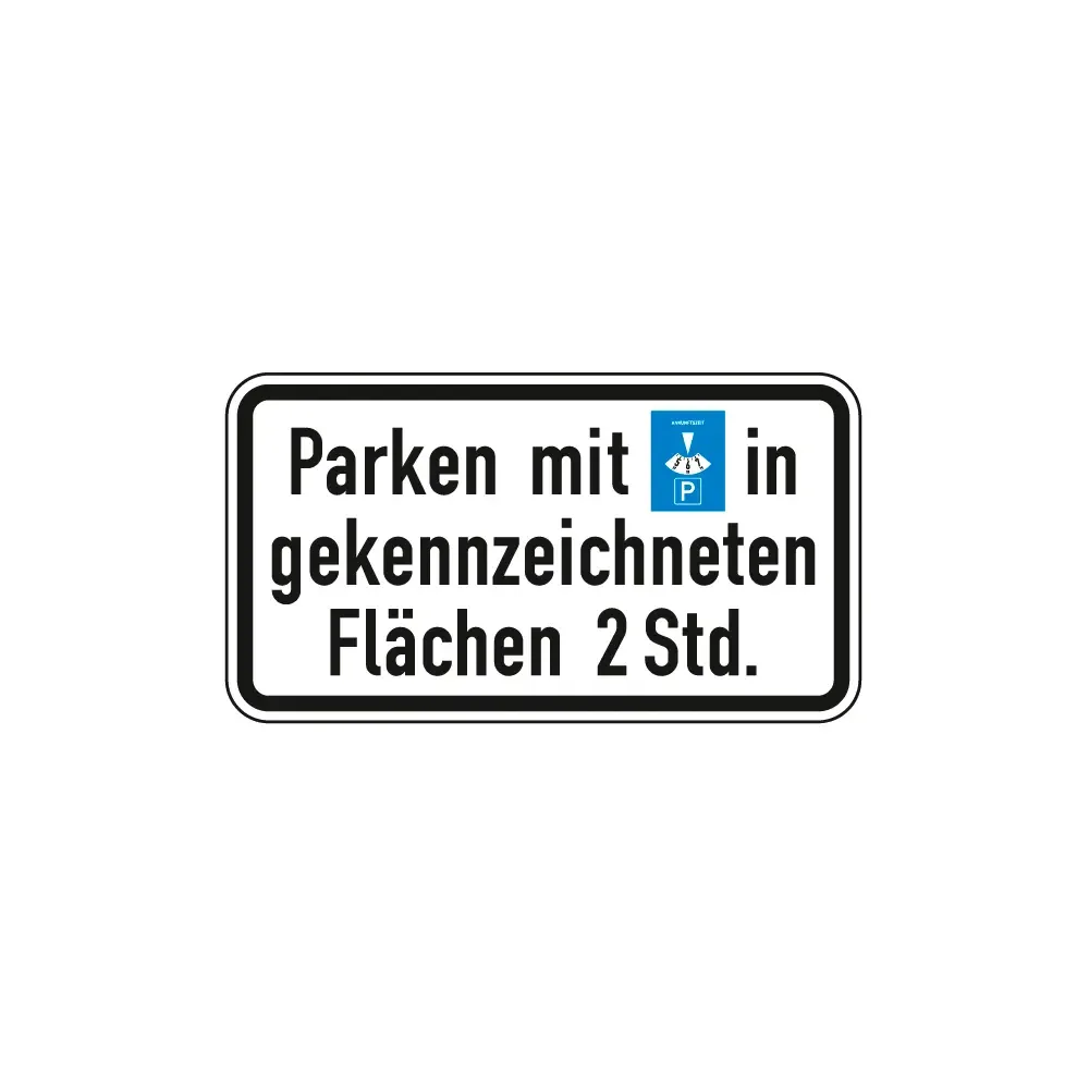 Verkehrszeichen Zusatzschild StVO - Parken mit Parkscheibe