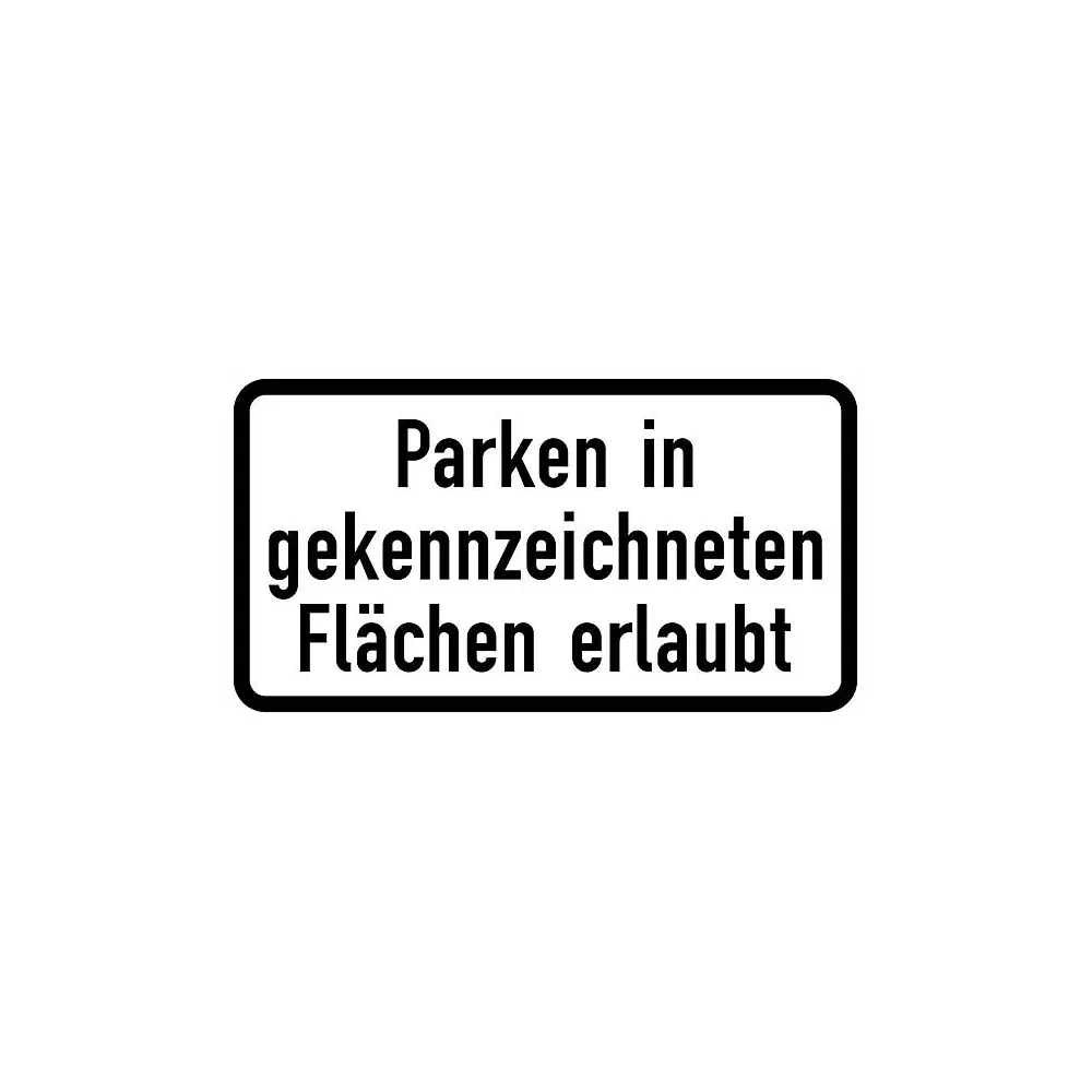Verkehrszeichen Zusatzschild StVO - Parken in gekennzeichneten Flächen erlaubt