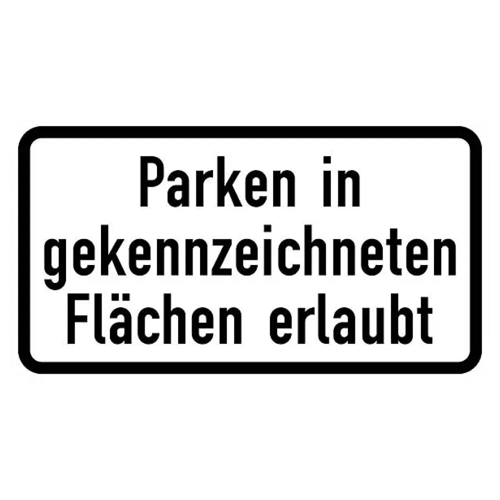 Verkehrszeichen Zusatzschild StVO - Parken in gekennzeichneten Flächen erlaubt