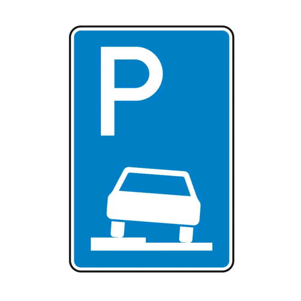 Verkehrszeichen - Parken auf Gehwegen halb
