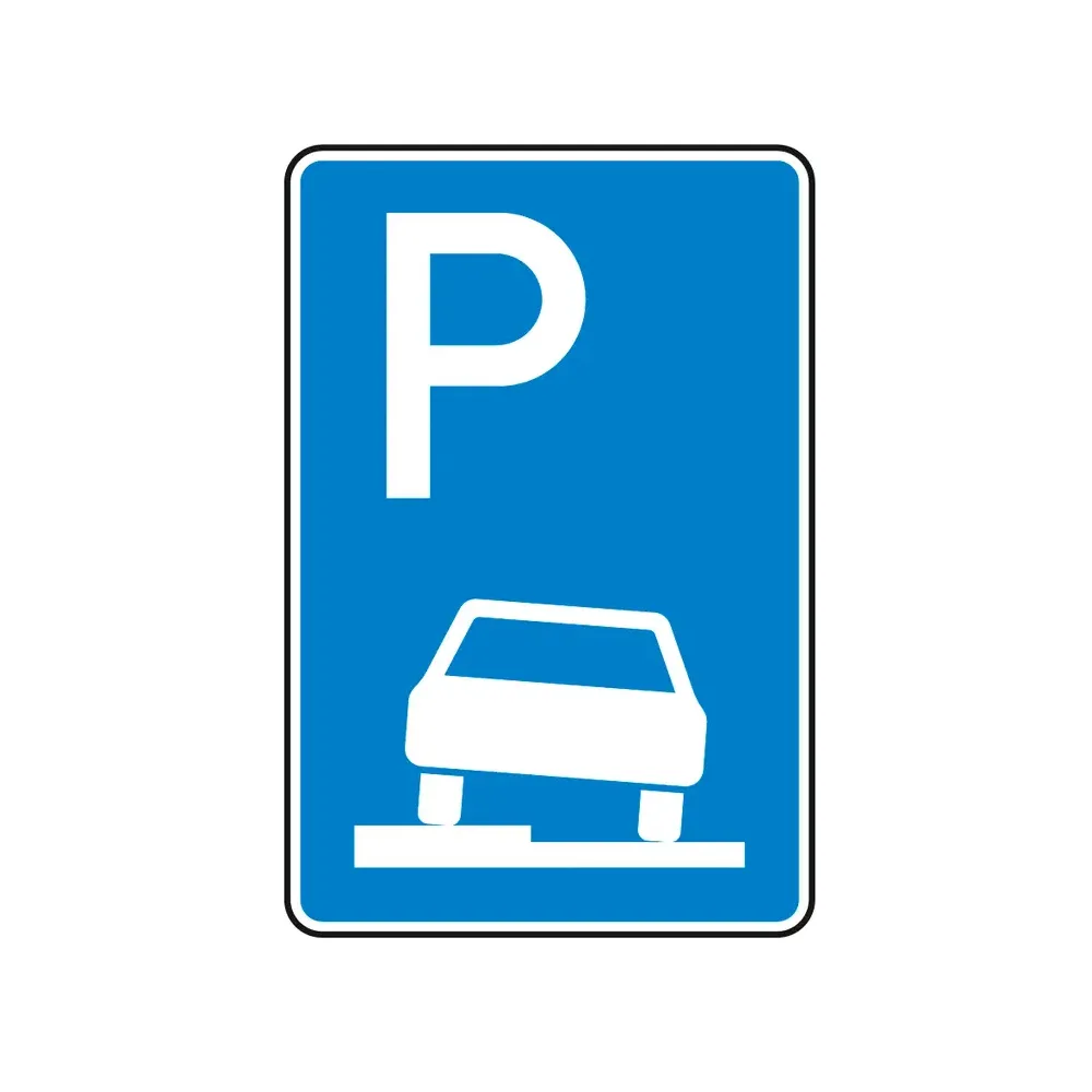 Verkehrszeichen - Parken auf Gehwegen halb