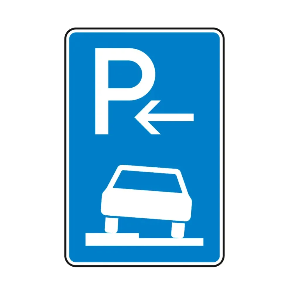 Verkehrszeichen - Parken auf Gehwegen halb in Fahrtrichtung links