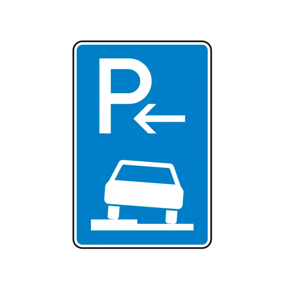 Verkehrszeichen - Parken auf Gehwegen halb in Fahrtrichtung links