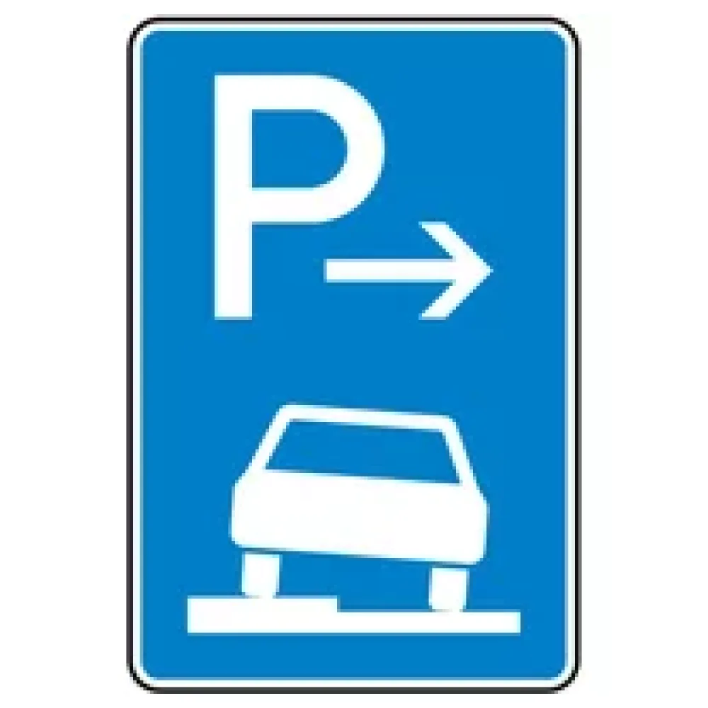 Verkehrszeichen - Parken auf Gehwegen halb in Fahrtrichtung rechts Ende – Bild 2
