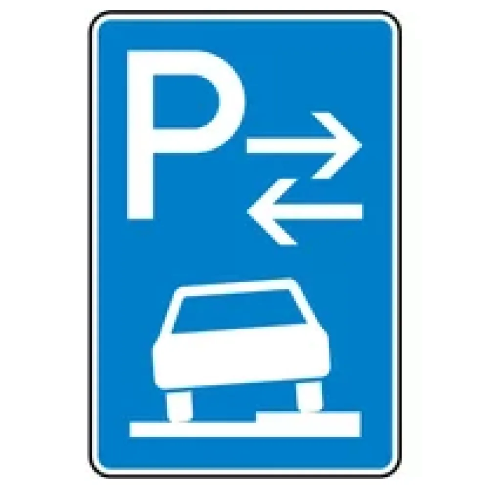 Verkehrszeichen - Parken auf Gehwegen halb in Fahrtrichtung rechts Mitte – Bild 2
