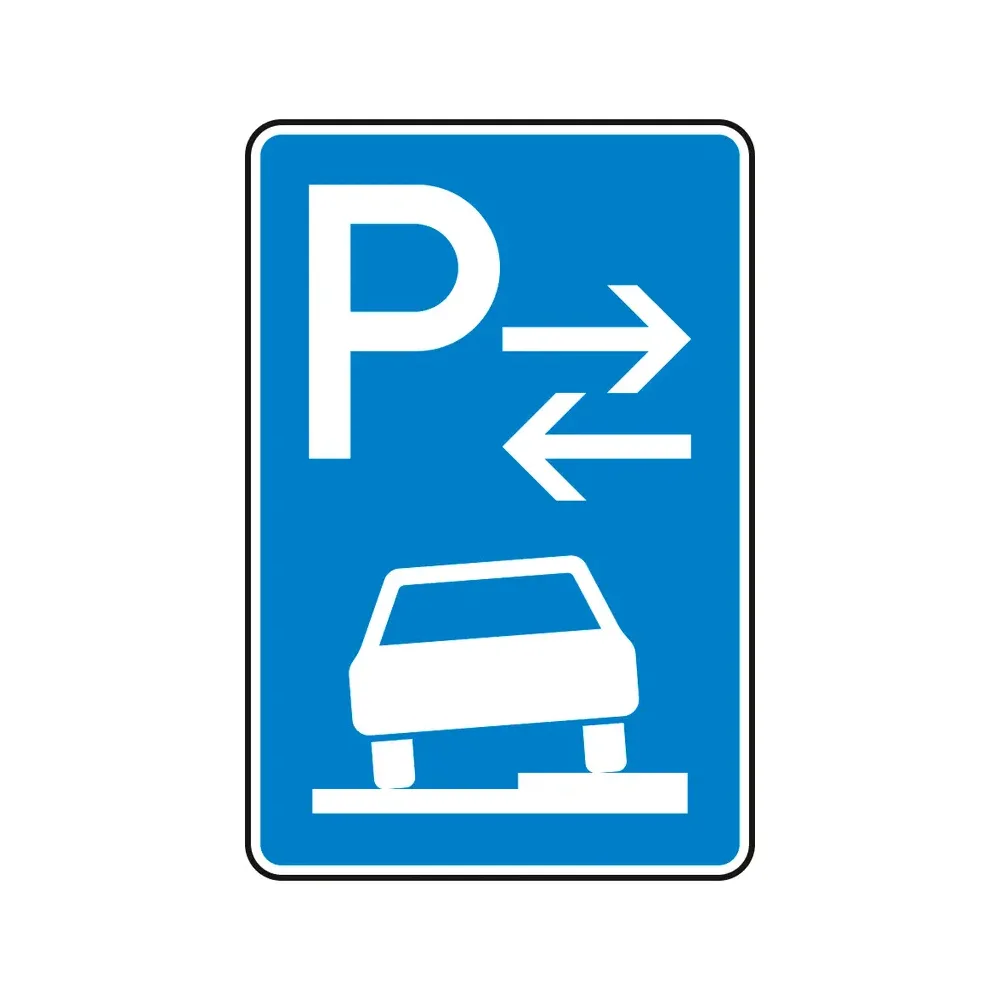 Verkehrszeichen - Parken auf Gehwegen halb in Fahrtrichtung rechts Mitte