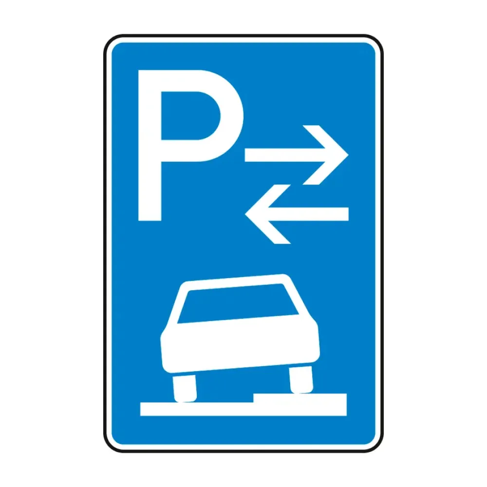 Verkehrszeichen - Parken auf Gehwegen halb in Fahrtrichtung rechts Mitte