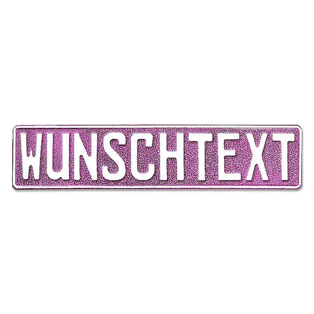 Namensschild mit Wunschnamen und Symbol - glitzer pink