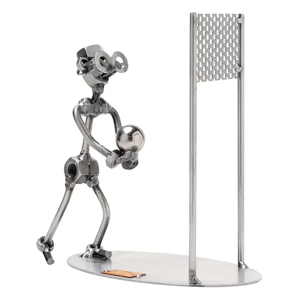 Geschenk Metallfigur - ein Volleyballspieler mit Volleyballnetz